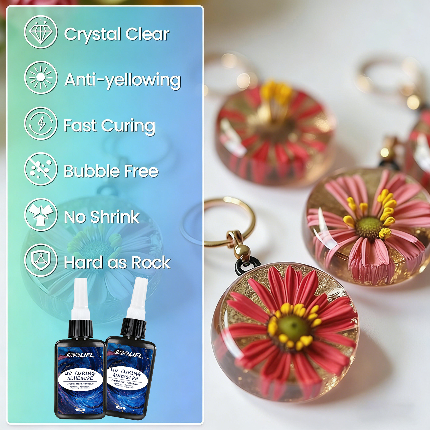 LOOLIFL 50ML UV Resin Kit with - Liquid Uv Glue Kit recensie en prijs