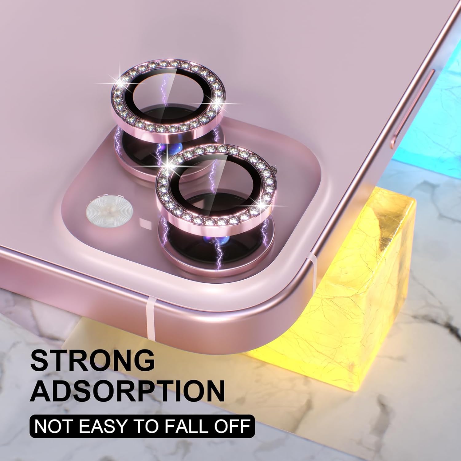 1PC Pink Glitter Diamond Camer - Tempered Glass Screen 9H recensie en prijs