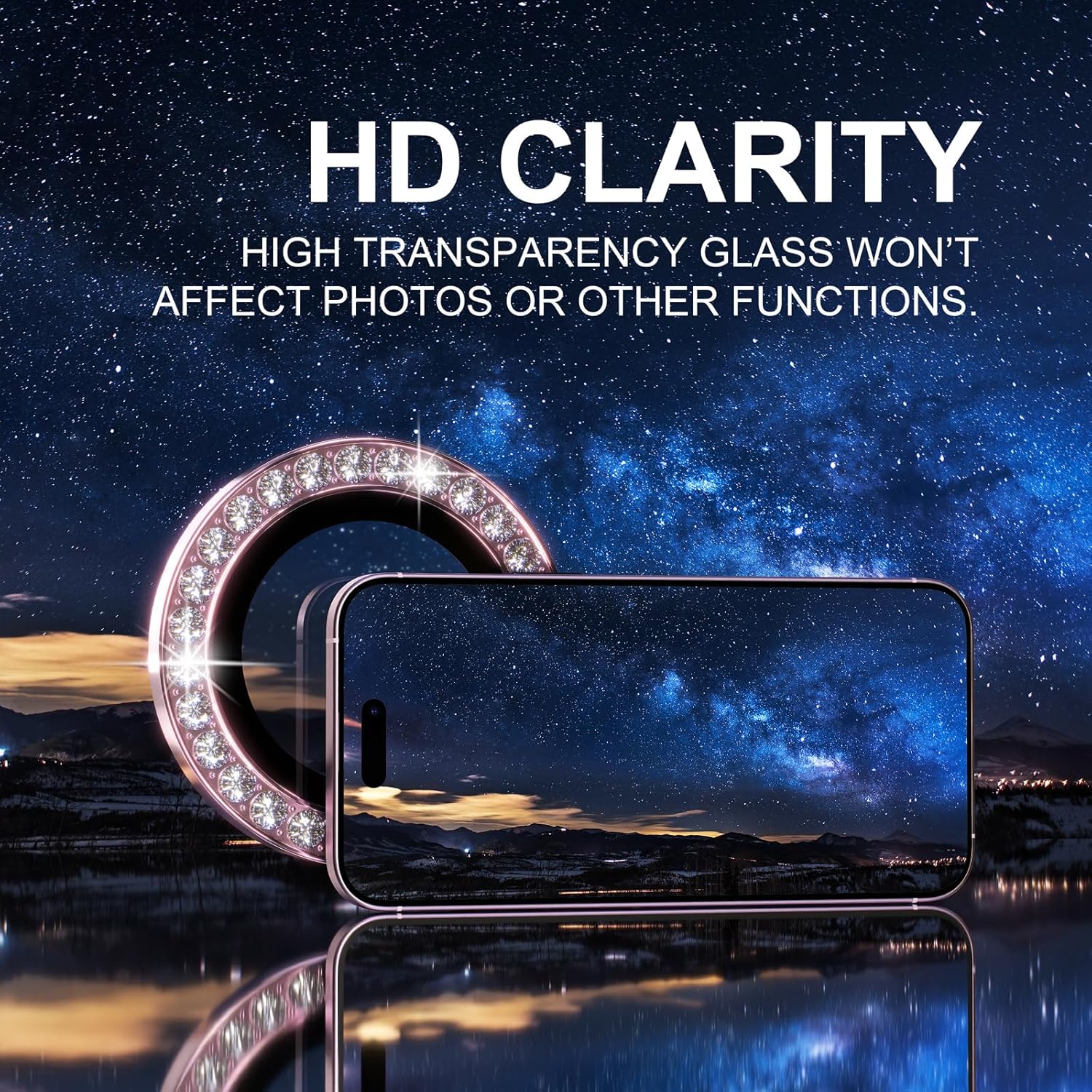 1PC Pink Glitter Diamond Camer - Tempered Glass Screen 9H recensie en prijs