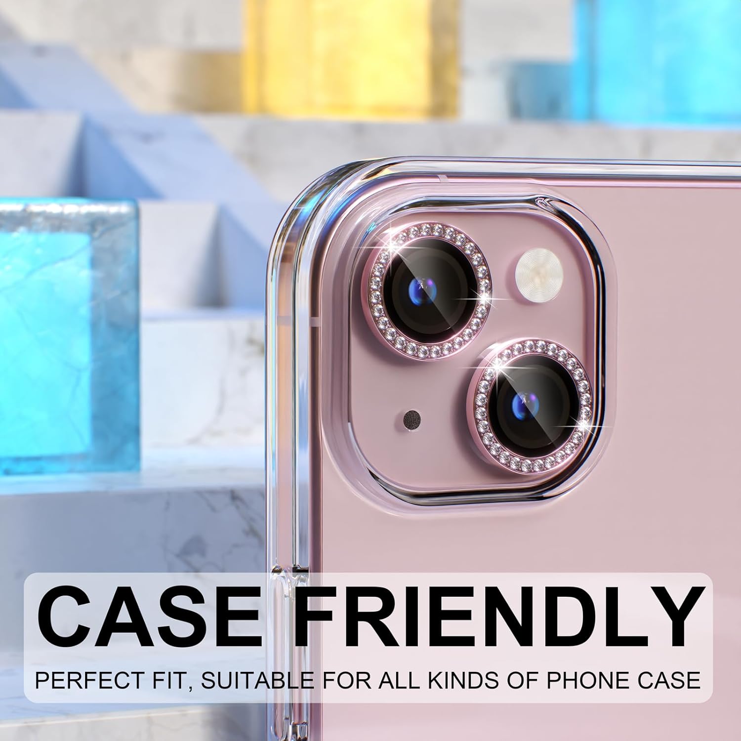 1PC Pink Glitter Diamond Camer - Tempered Glass Screen 9H recensie en prijs