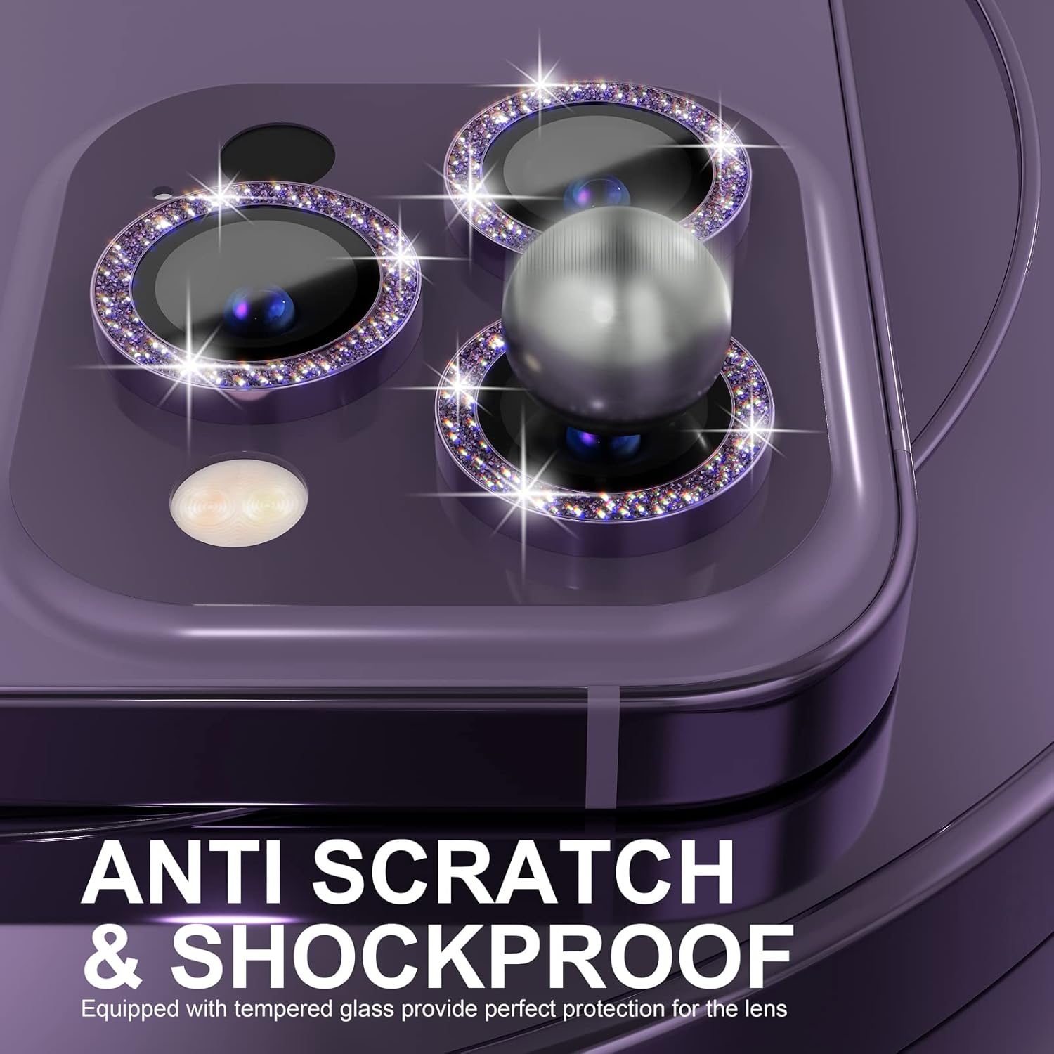 1Set Bling Glitter Purple Came - Tempered Glass Screen 9H recensie en prijs